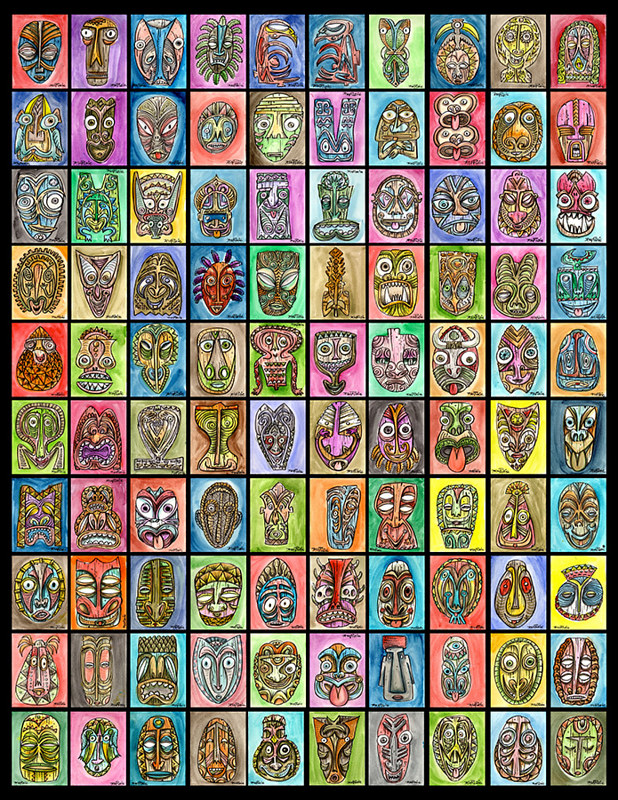 100 tiki poster 4 web Watercolor 100 tiki poster 4 web by Kenneth M Ruzic