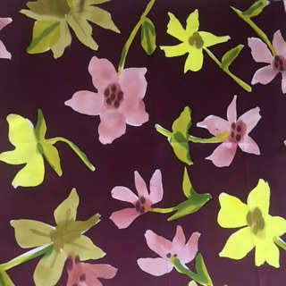 Lemon Yellow and Copper Flowers with Chartreuse stems on Deep Mahogany Ground Painting Lemon Yellow and Copper Flowers with Chartreuse stems on Deep Mahogany Ground by Michael Shyka