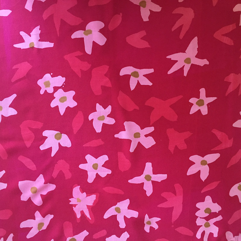 Pink Flowers with Petals on Deep Scarlet Ground Painting Pink Flowers with Petals on Deep Scarlet Ground by Michael Shyka