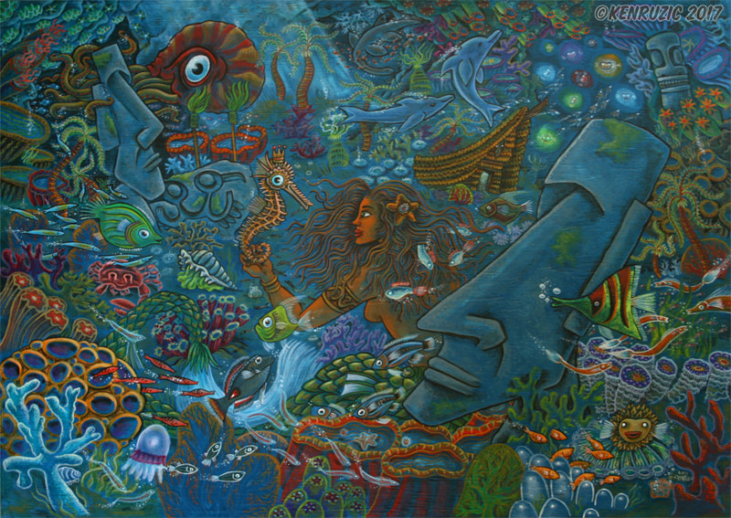 11 Land of the mermaids (Seahorse) Painting 11 Land of the mermaids (Seahorse) by Kenneth M Ruzic