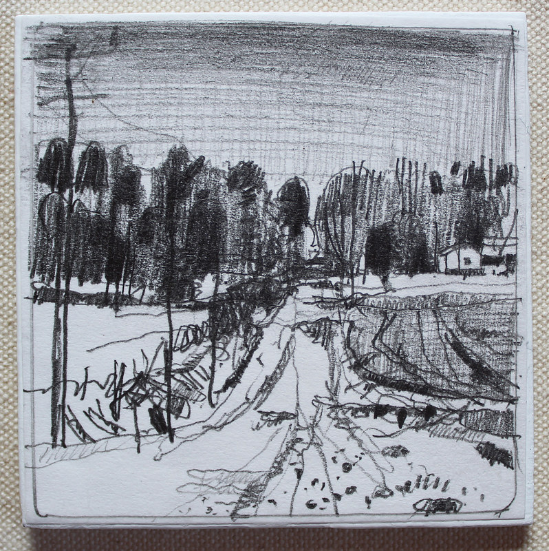 Power Line Road Drawing Power Line Road by Harry Stooshinoff