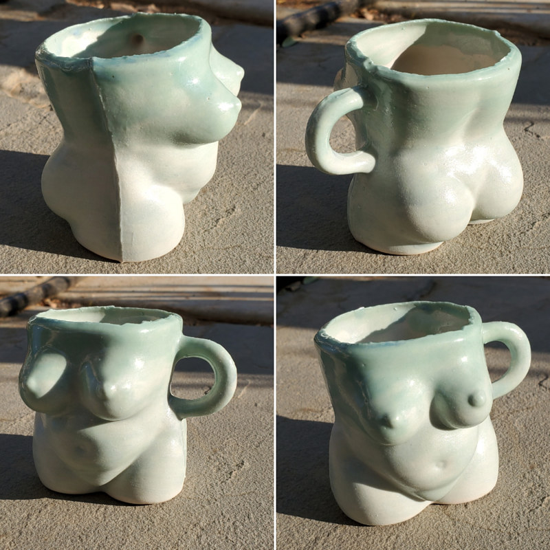 Naked Lady Mug from "Choose Your Objectification" Series in teal ombre Sculpture Naked Lady Mug from "Choose Your Objectification" Series in teal ombre by Jacqueline Bell Johnson