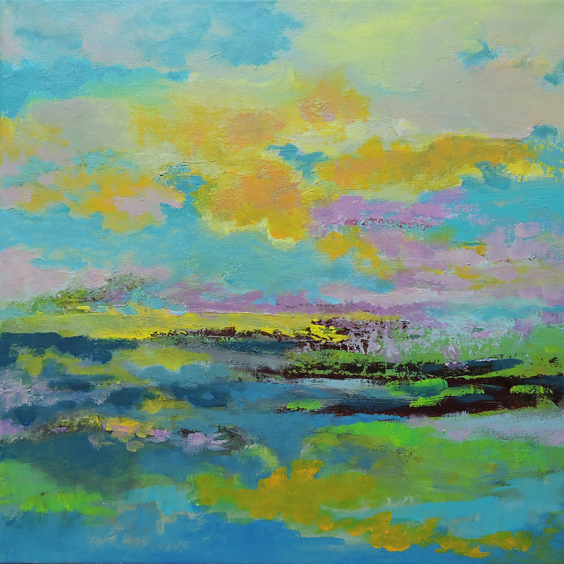 14.-Was $270, "Yellow Clouds" Acrylic painting 14.-Was $270, "Yellow Clouds" by Svetlana Barker