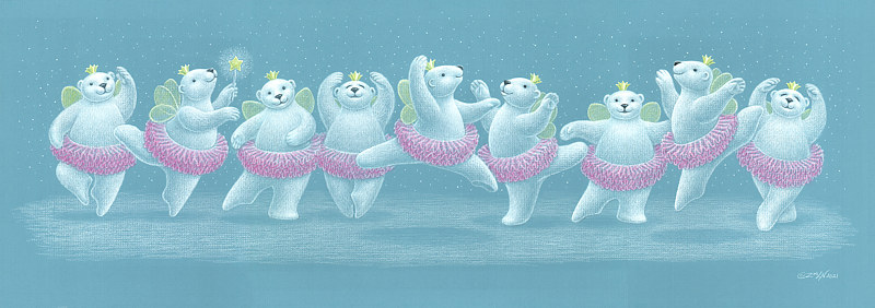 Nine Sugar Plum Bearies Print Nine Sugar Plum Bearies by Sue Ellen Brown
