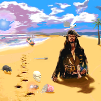 'Pirate, Johnny Depp Alone, Stuck on Caribbean Island' //images.artistrunwebsite.com/gallery/img_3397561647480170_large.png?1651553127