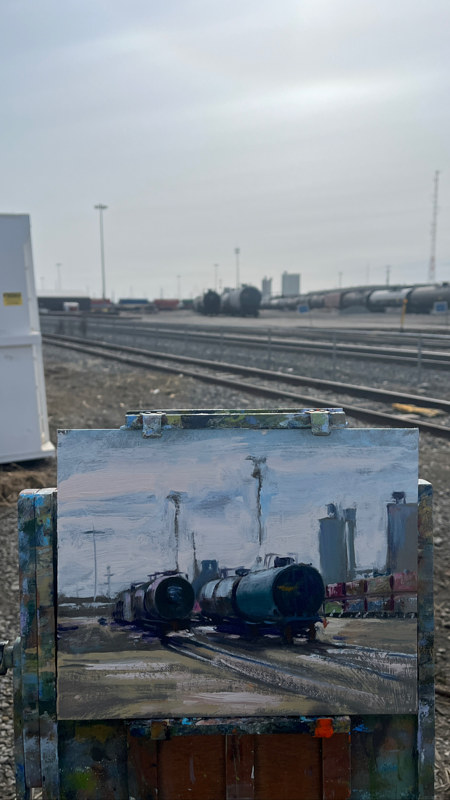 "Inglewood Train Yard" Oil painting "Inglewood Train Yard" by James Lutzko