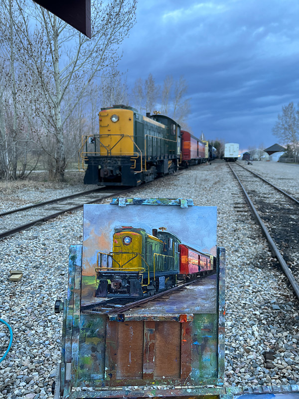 "Colourful Train" Oil painting "Colourful Train" by James Lutzko