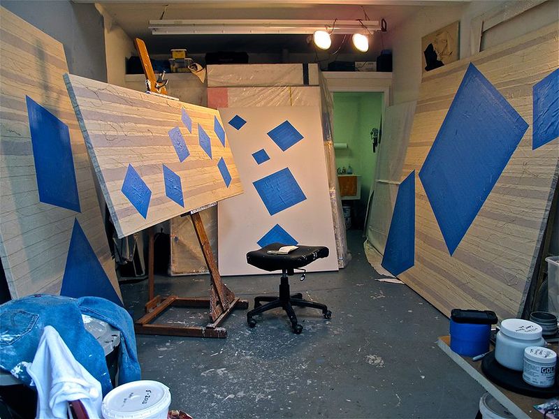 New 2013 series. Canvas strips drying. Paint to be added. (Flourtown, PA., studio) New 2013 series. Canvas strips drying. Paint to be added. (Flourtown, PA., studio) by John Turner