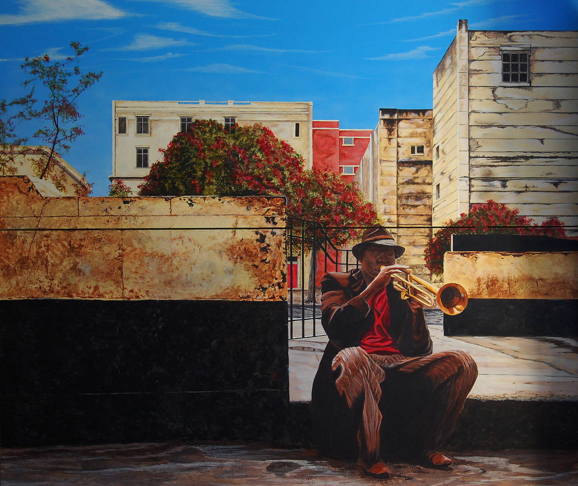 Return to: Commissions Acrylic painting Havana Street Music by David B. Scott
