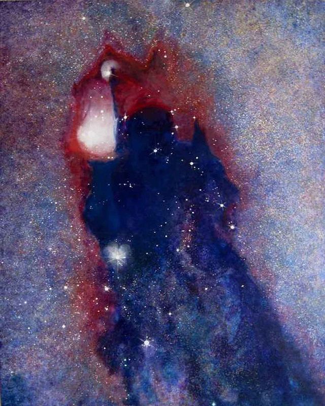 'Dark Tara', In the constalation of Scorpious toward the center of the Milkyway is an un-named dark cloud nebula. Acrylic painting 'Dark Tara', In the constalation of Scorpious toward the center of the Milkyway is an un-named dark cloud nebula. by Frederica Hall