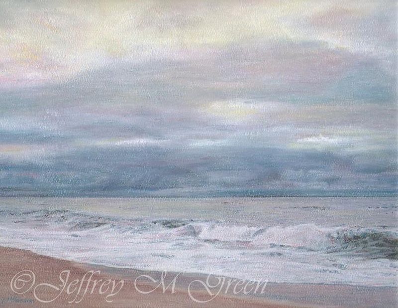 © Jeffrey M Green. "Cloudy Dawn", pastels on pastel paper, 8 1/2" x 11". Drawing © Jeffrey M Green. "Cloudy Dawn", pastels on pastel paper, 8 1/2" x 11". by Jeffrey Green