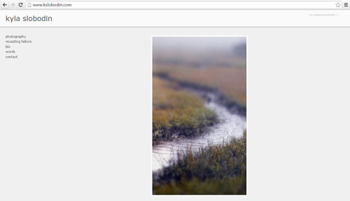 A screen capture of the front page of Kyla Slobodin's website
