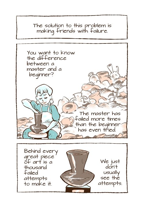 Cartoon of woman making a pot