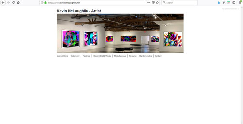 A screen capture of Kevin McLaughlin's art portfolio page
