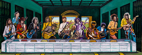 A reimagining of the last supper with musicians