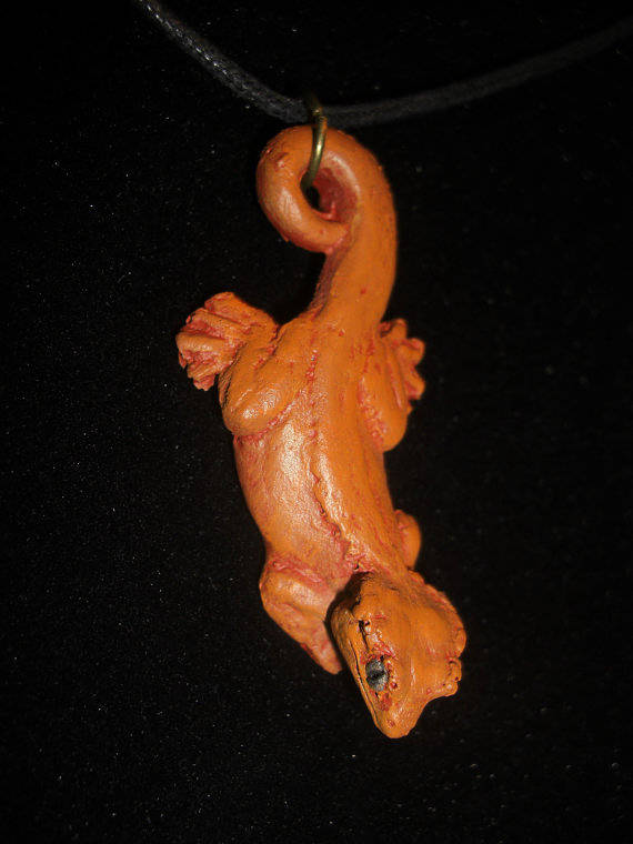 Painting Crested Gecko pendant (orange/yellow phase) by Jason  Shanaman