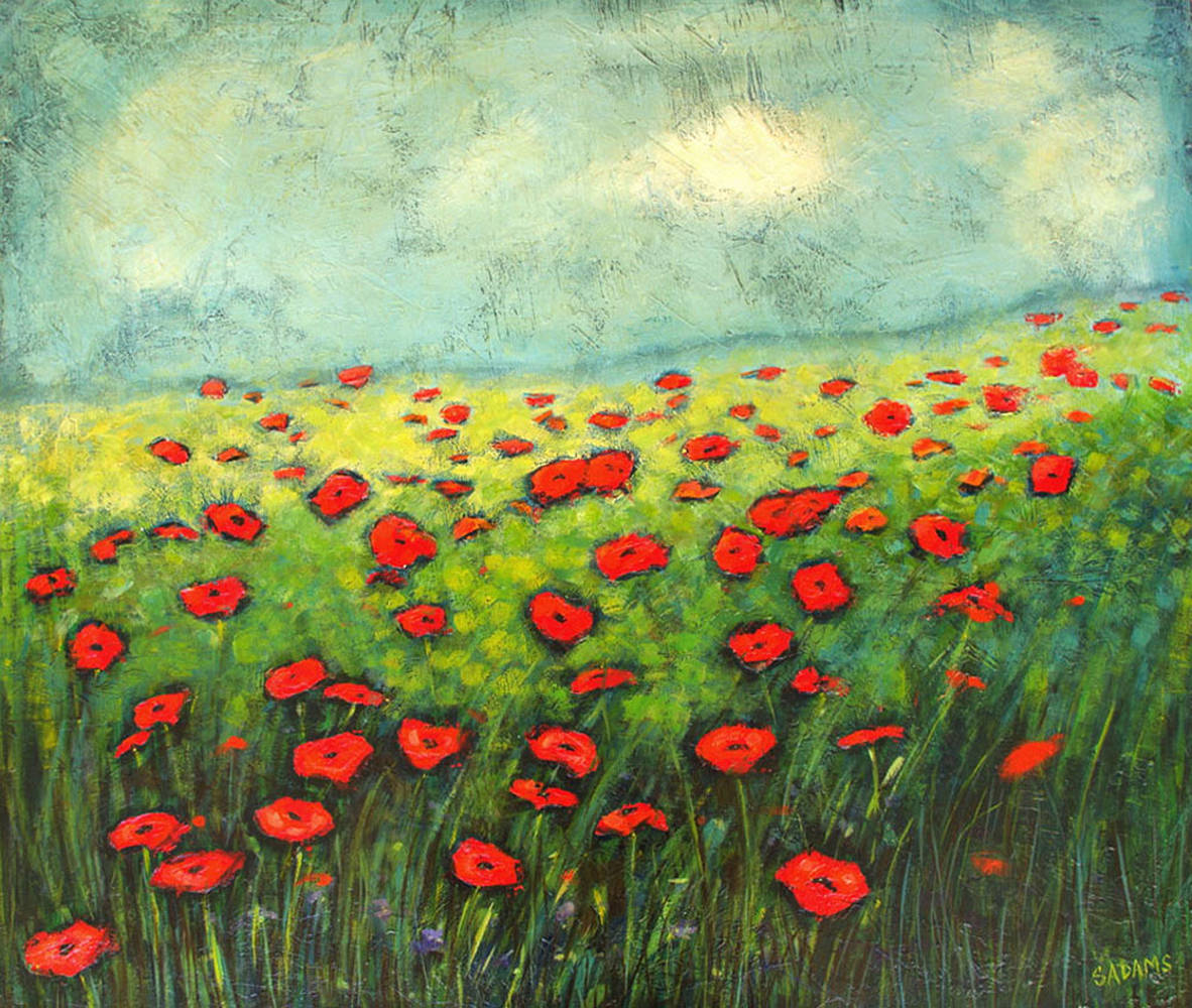 Acrylic painting Poppy Field by Sally Adams