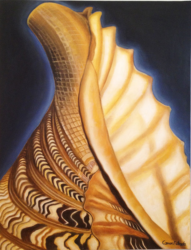 Oil painting Caracol real by Carmen Estrada