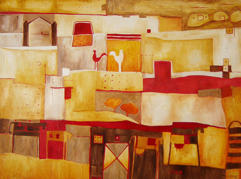 Red chickens by Carmen Estrada