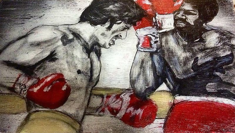 Acrylic painting Rocky vs Apollo by Carly Jaye Smith