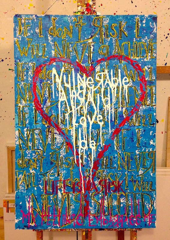 Acrylic painting be love (blue) by Jeffrey Newman