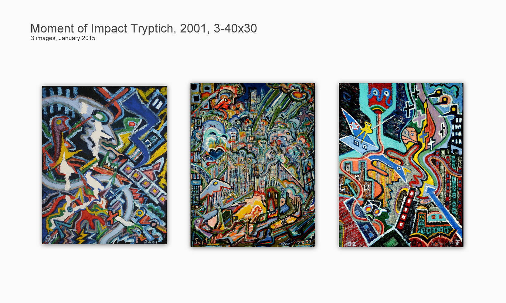 Moment of Impact Tryptich, 2001, 3-40x30 by Jeffrey Fine
