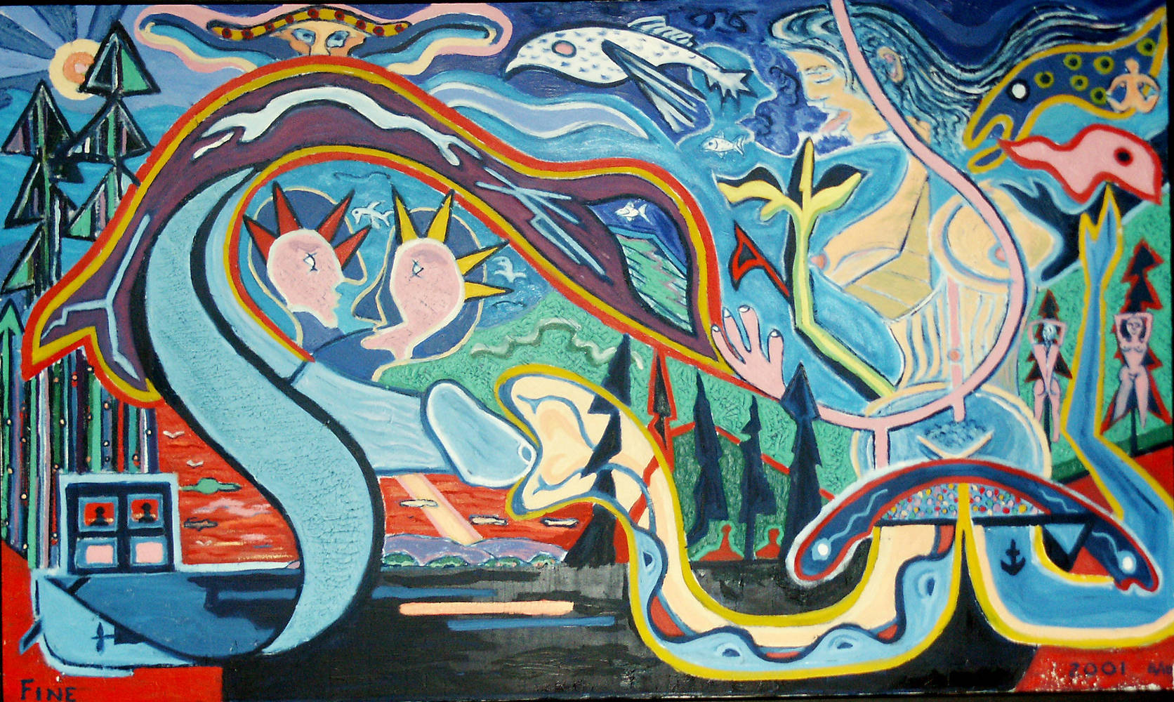 Painting Mooselook Moondance 2001 36x60 by Jeffrey Fine