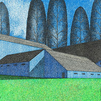 Print Blue Barns  by Lawrie  Dignan