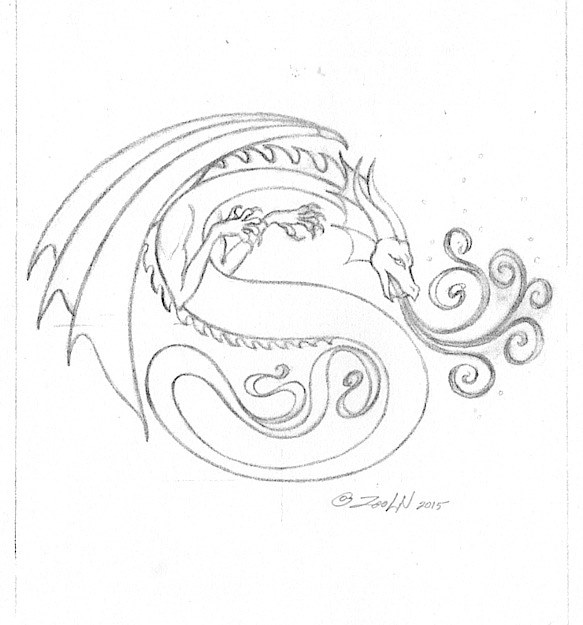 Drawing hicsuntdraco sketch &quot;S&quot; by Sue Ellen Brown