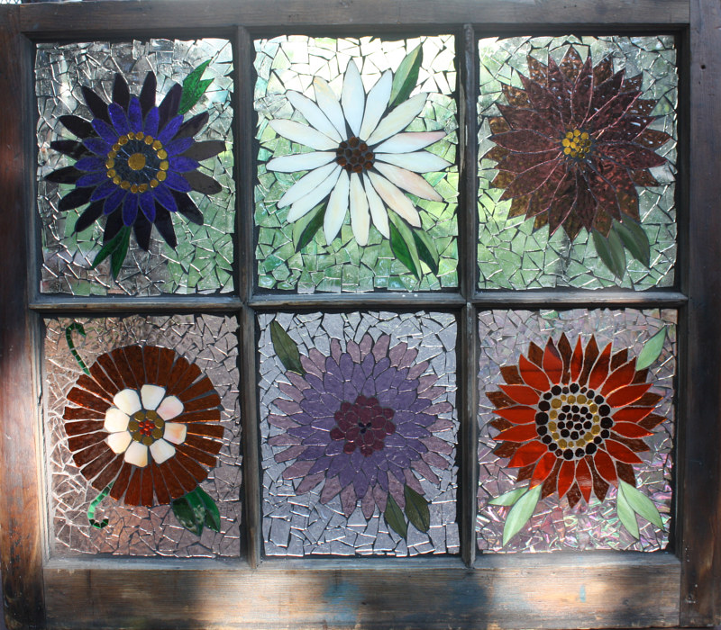 Flowers Linda Biggers Mixed Media and Eggshell Mosaics