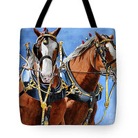 Print Best Buds Clydesdale tote by Debbie Hart