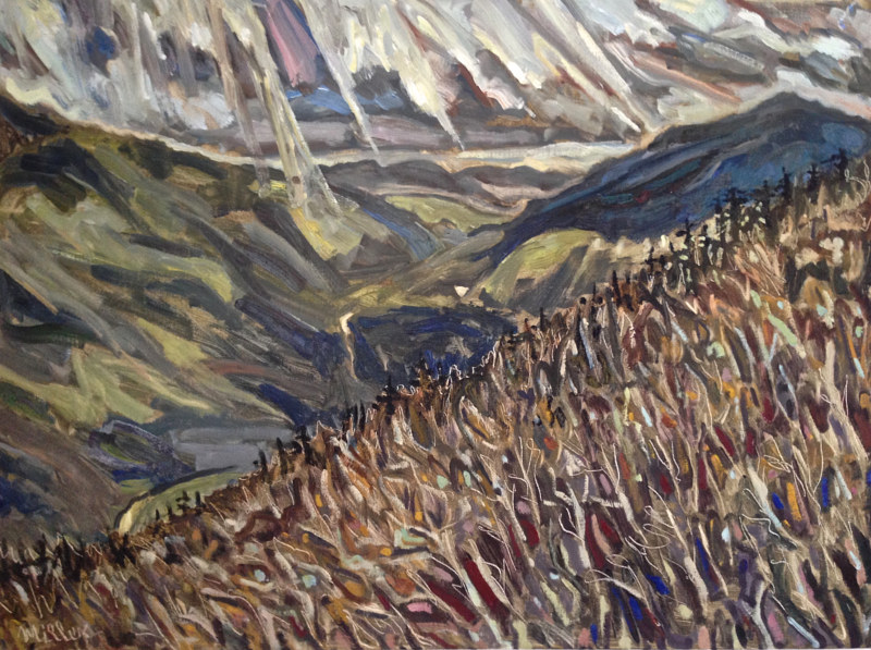 Oil painting El Greco&#039;s Flight Over Route 73 by Edward Miller