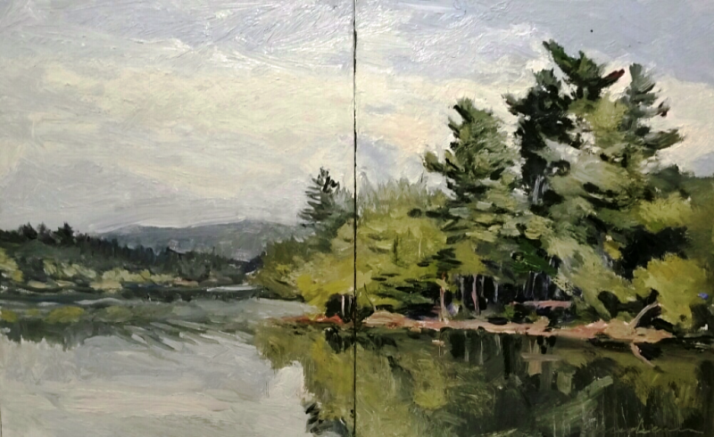 Loch Raven diptych16x10in oil by Michael Gaudreau