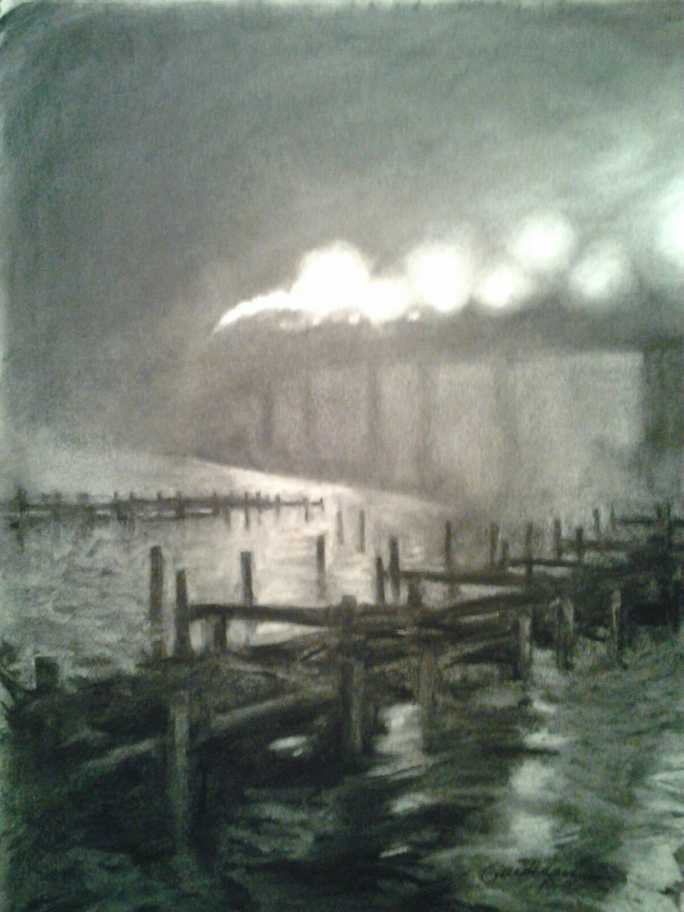 Drawing navy bridge -National Juried exhibition OxfordArts Alliance by Michael Gaudreau