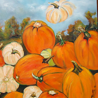 Oil painting Waiting for the Great Pumpkin Sept 30 by Michelle Marcotte