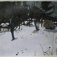Acrylic painting Back Garden, January 31 by Harry Stooshinoff