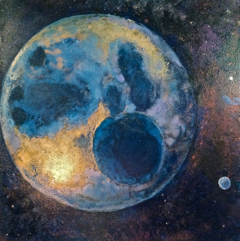 Oil painting Pluto is back by Frederica  Hall