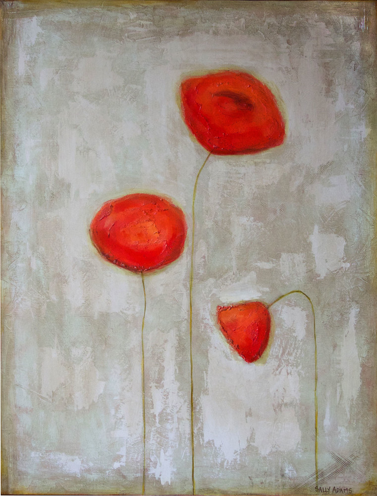 Acrylic painting Poppy Trio I by Sally Adams