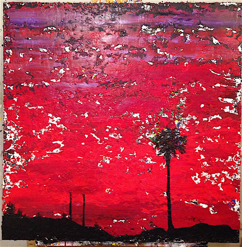 Acrylic painting blood red sky by Jeffrey Newman