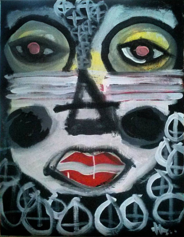 Acrylic painting Tempt me oh daughter of the moon before dawn meets dusk by Kyle Heinly