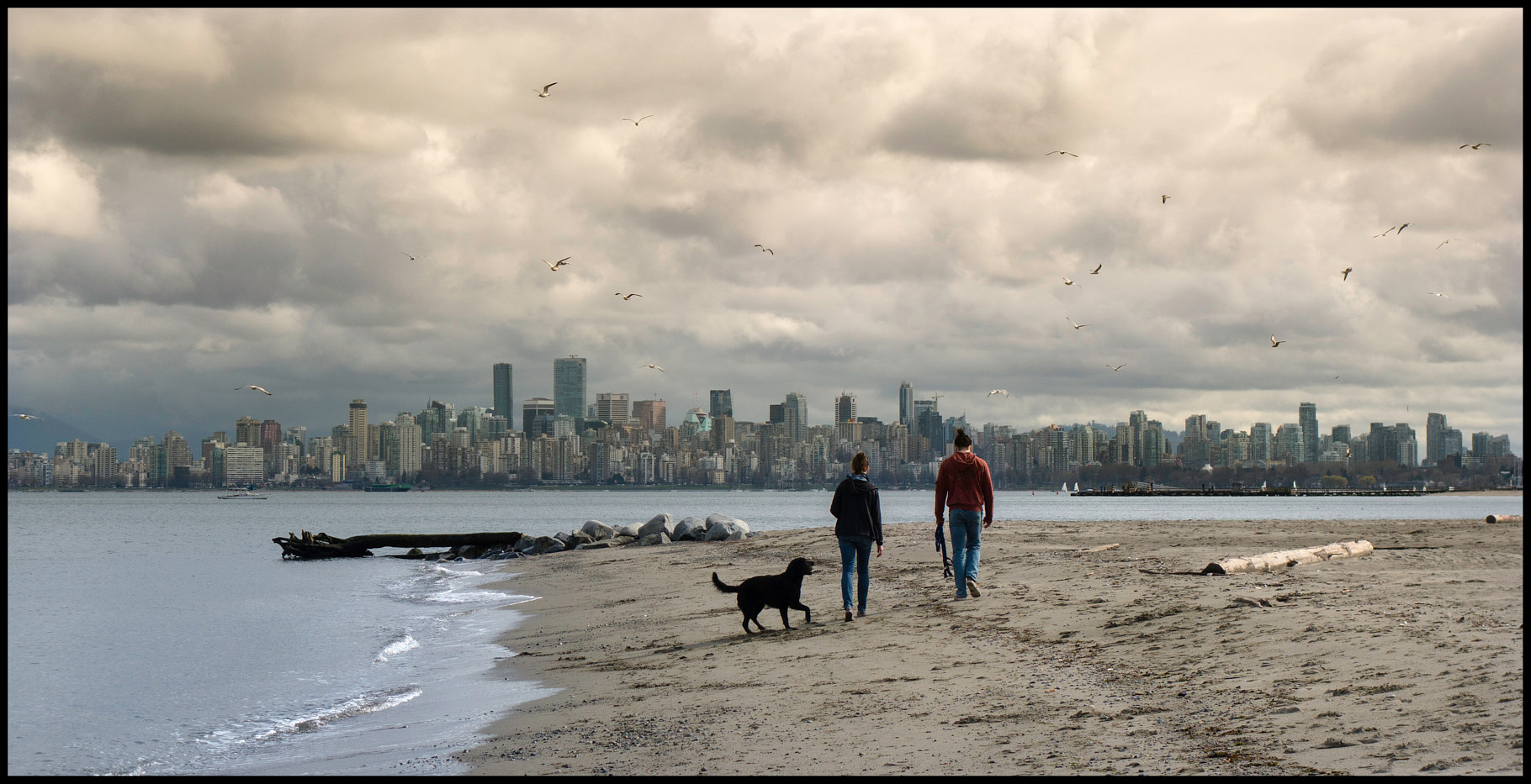 DSC01670-Couple &amp; Dog On Beach by Jim Friesen