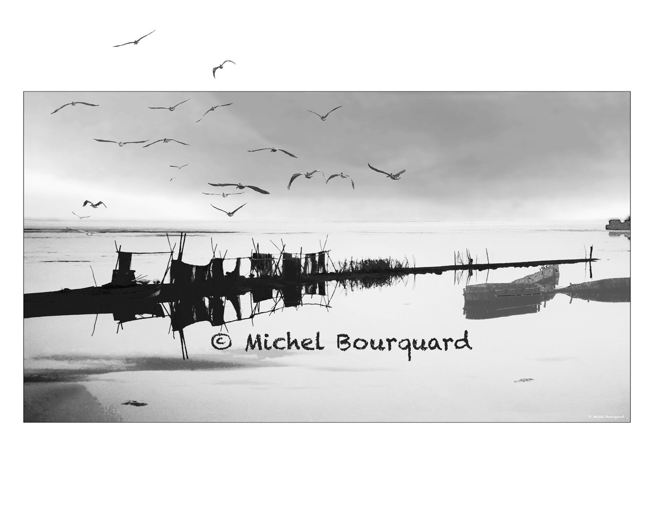 Somewhere In The Venezia Laguna -Birds flying out of the frame by Michel Bourquard