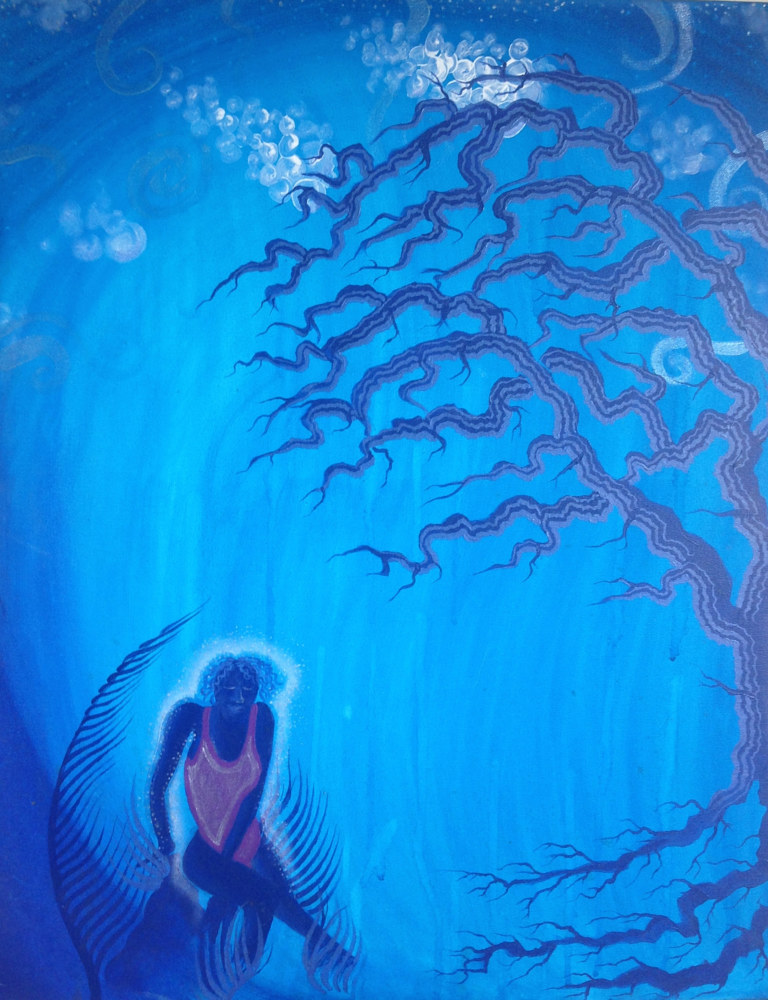 Acrylic painting Blue Solitude by Erik Thorkildson