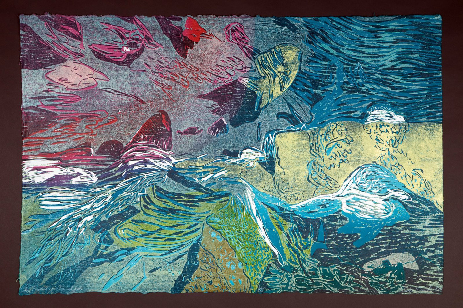 Photography In Pursuit of a Damselfish  (24"X36") by Cathie Crawford