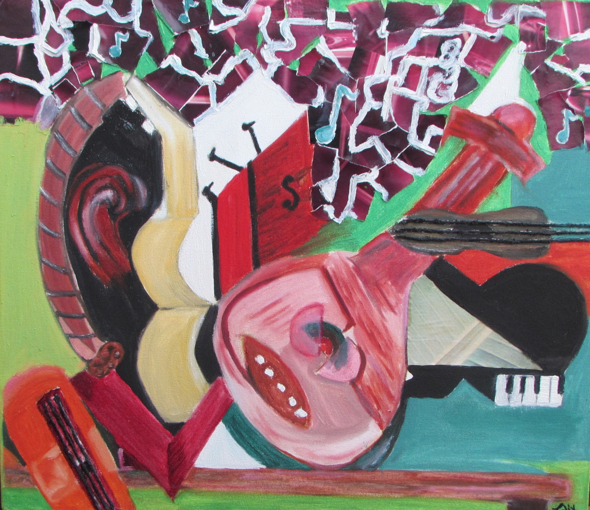 Oil painting Cubist Music by Jasmine Calix