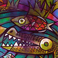 Acrylic painting &quot;Jungle Pool&quot; by Kenneth M Ruzic