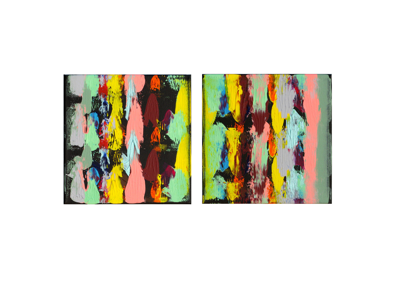 Acrylic painting Color Connections, 8x8 inches each by Hooshang Khorasani