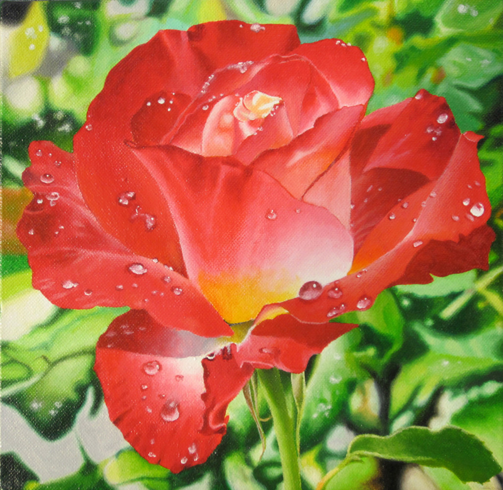 Acrylic painting WET ROSE by Arthur Carrillo
