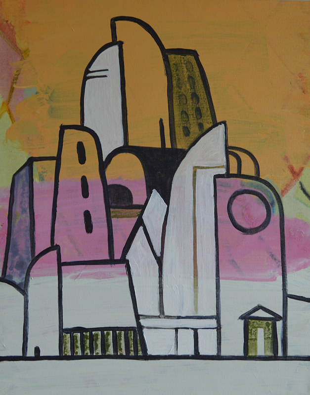 Acrylic painting Downtown by Graham Hall