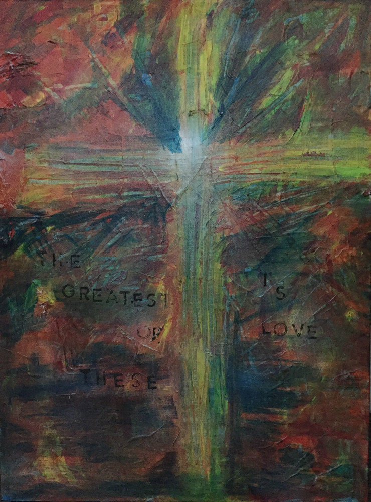 Acrylic painting And the Least of These is Love by Kenneth Raaf